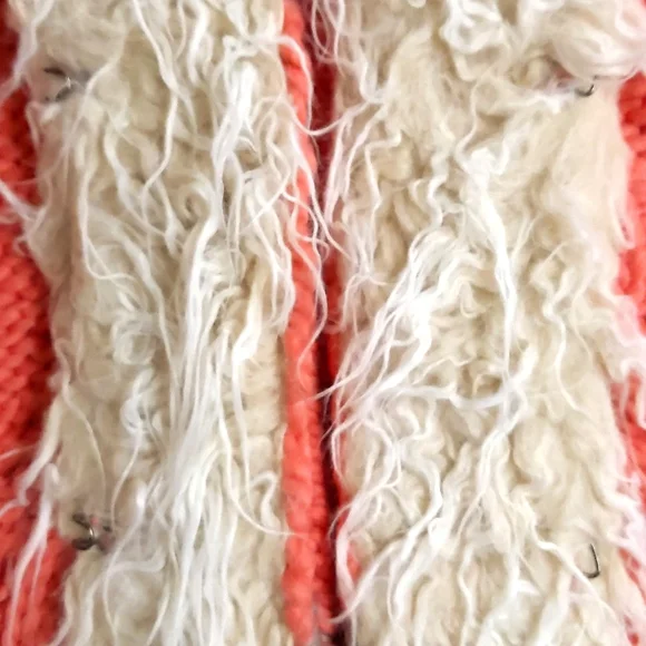 NWT. Free People Multi color/knitted pattern cardigan sweater with faux fur trim - Picture 8 of 8